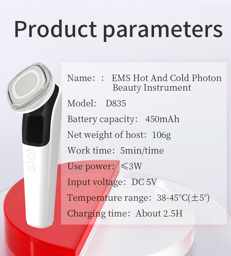 D835 EMS Warm Chromotherapy Beauty Device - LED Color Light Import